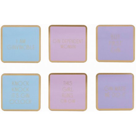 Ginvincible Assorted Square Coasters Box of 6