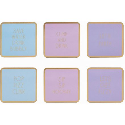 Clink and Drink Assorted Square Coasters Pack of 6