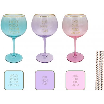 Clink and Drink Gin Glass and Accessory Gift Set