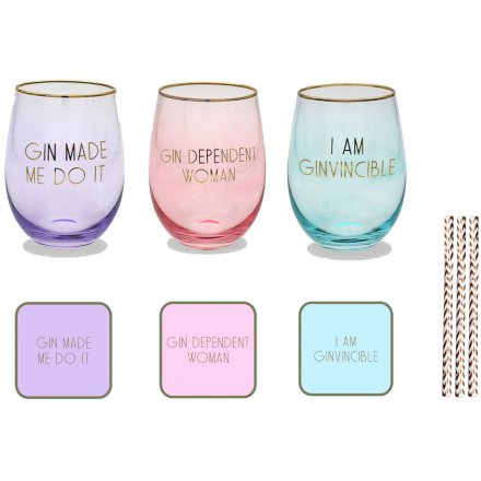 Clink and Drink Stemless Glass and Accessory Gift Set