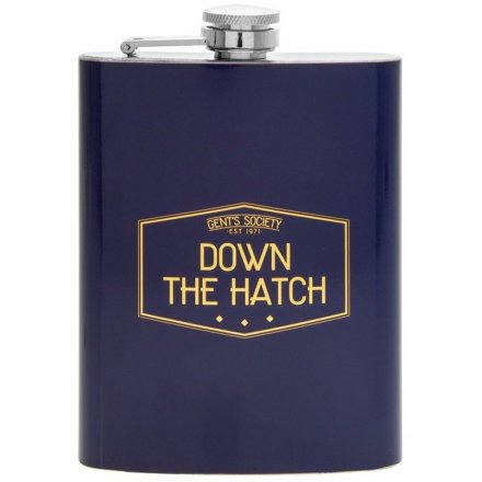 Down The Hatch Blue Hip Flask