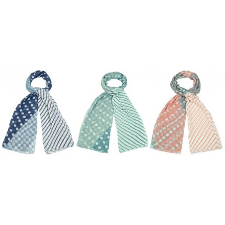 A stylish assortment of soft fabric scarves each decorated with its own Abstract Spot Print 