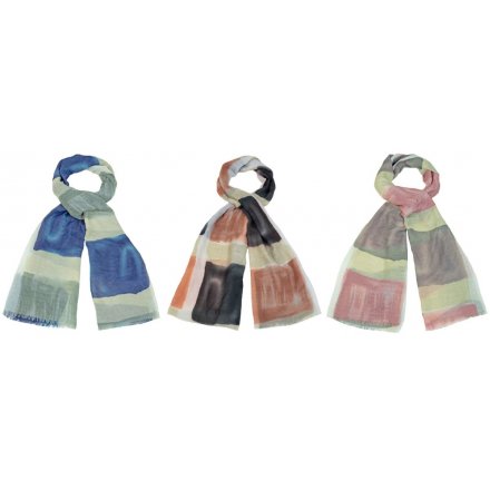  A stylish mix of block coloured scarves in a variety of colours 