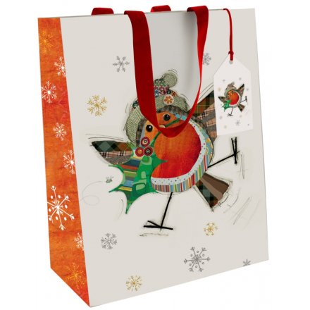 Christmas Robin Gift Bag, Large
