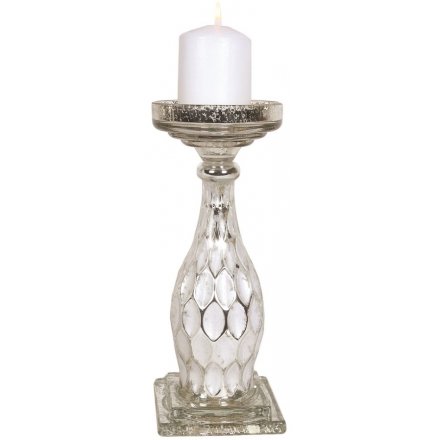 Silver Luxe Glass Candle Holder 