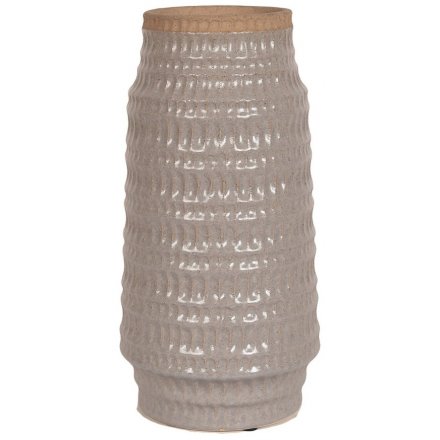 Ridged Stone Vase, 25cm 