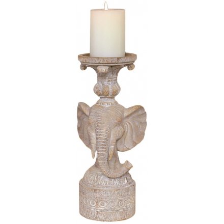 Elephant Pillar Candle Holder, 32.5cm 