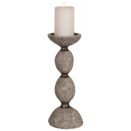 Stone Effect Pillar Candle Holder, 32cm 
