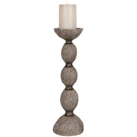 Stone Effect Pillar Candle Holder, 42cm 