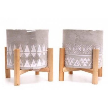 Assorted Embossed Concrete Candle Pots 