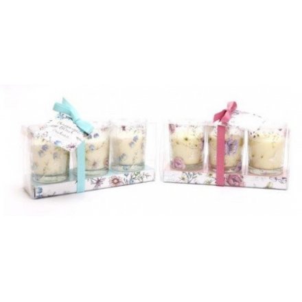 Pretty Flower Printed Candle Pot Sets 