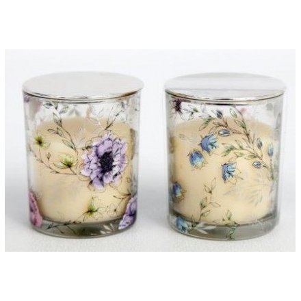 Pretty Flower Printed Candle Pots 