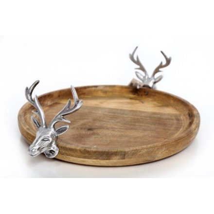 Natural Wooden Reindeer Cake Stand 