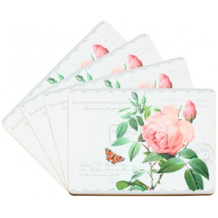 Pretty Pink Redoute Rose Placemats