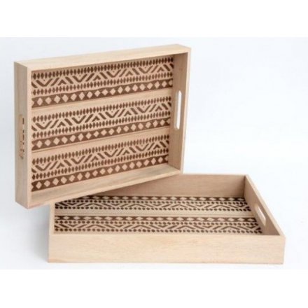 Set of 2 African Print Trays