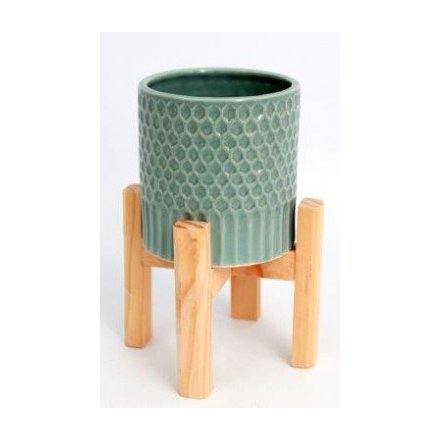 Small Sage Green Standing Pot 