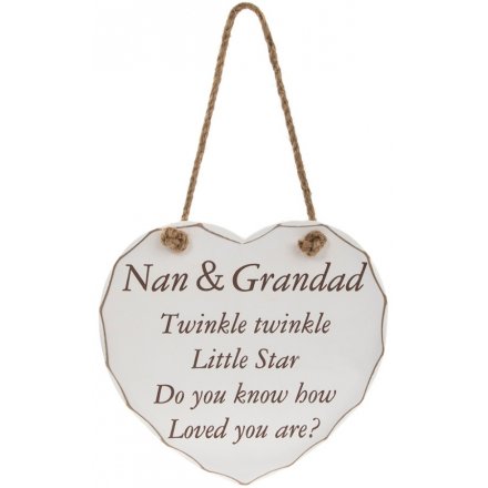 Hanging Nan & Grandad Heart Plaque 