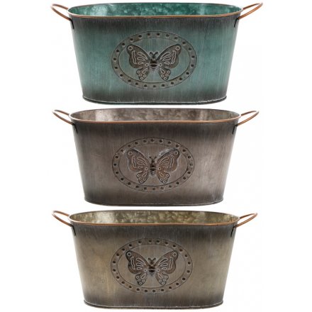 Assorted Vintage Butterfly Oval Planters