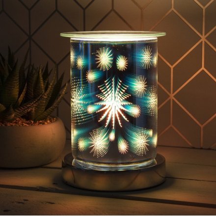 An attractive melt and oil burner lamp with a striking 3D colour starburst design. 