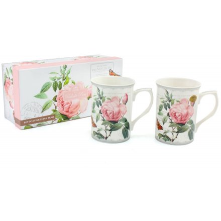 Redoute Rose Set of Mugs 