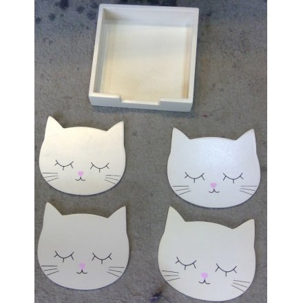 Cute Cat Wooden Coasters 