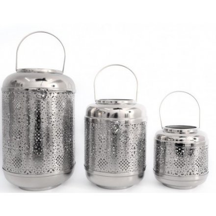 Silver Luxe Lanterns, Set of 3