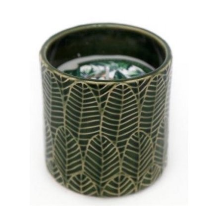 Greenery Leaf Printed Candle Pot 