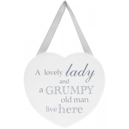 Grey and White Heart Plaque - Lovely Lady