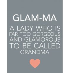 A great little gift idea for any Glam-Ma, this mini magnet is complete with a neutral grey base tone 