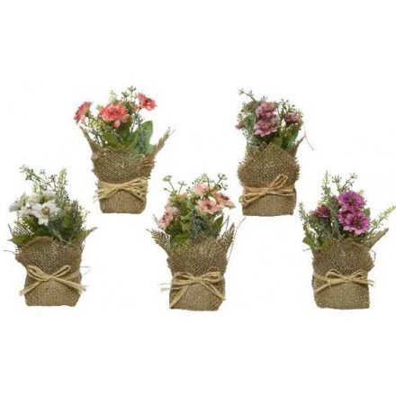 Hessian Wrapped Flower Bunches, 5asst 