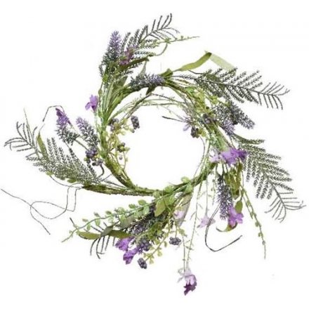 Artificial Lavender Stem Wreath 33cm