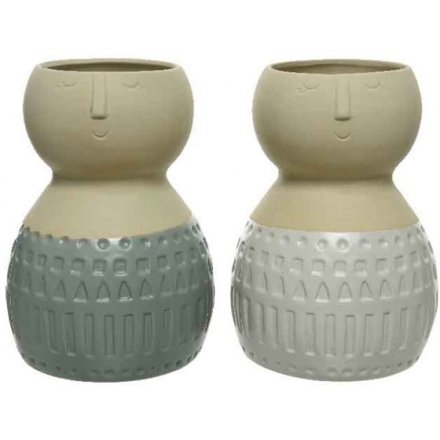 Assorted Texture Face Vases, 2asst 