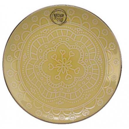 Floral Yellow Dinner Plate 