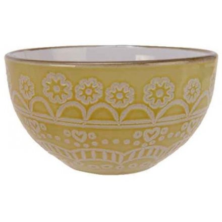 Floral Yellow Large Bowl