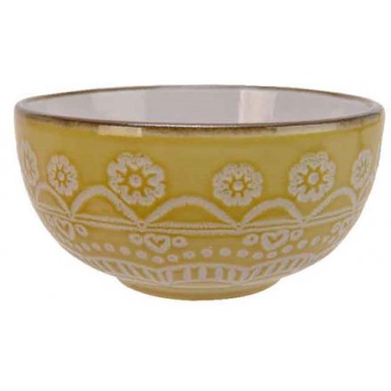 Floral Mandala Small Bowl - Yellow 