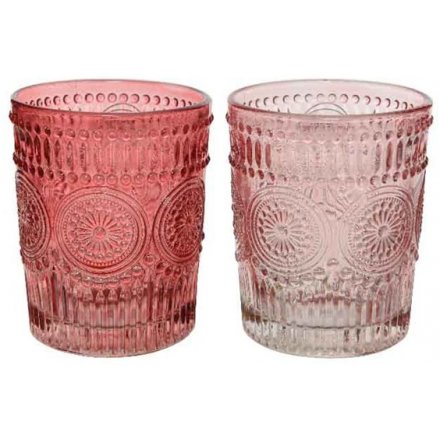 Pink Ridged Cocktail Tumblers 