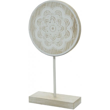 Mandala Print Wooden Disc, 25cm 