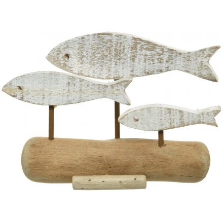 Driftwood Fish On Stand, 25cm 