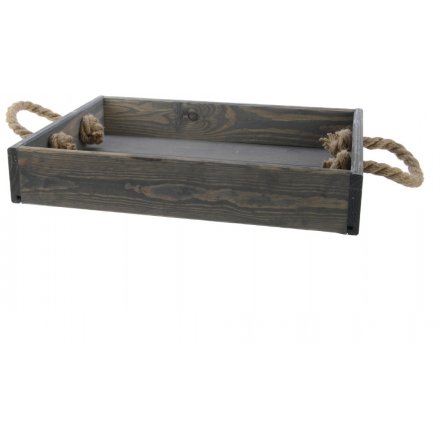 Grey Wooden Rectangle Tray