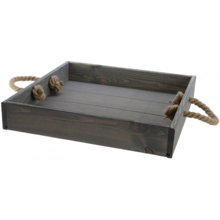 Grey Wooden Square Tray