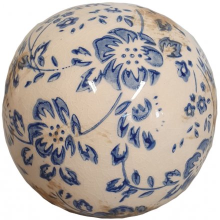 Blue Floral Sphere, Small