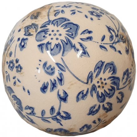 Blue Floral Sphere, Medium