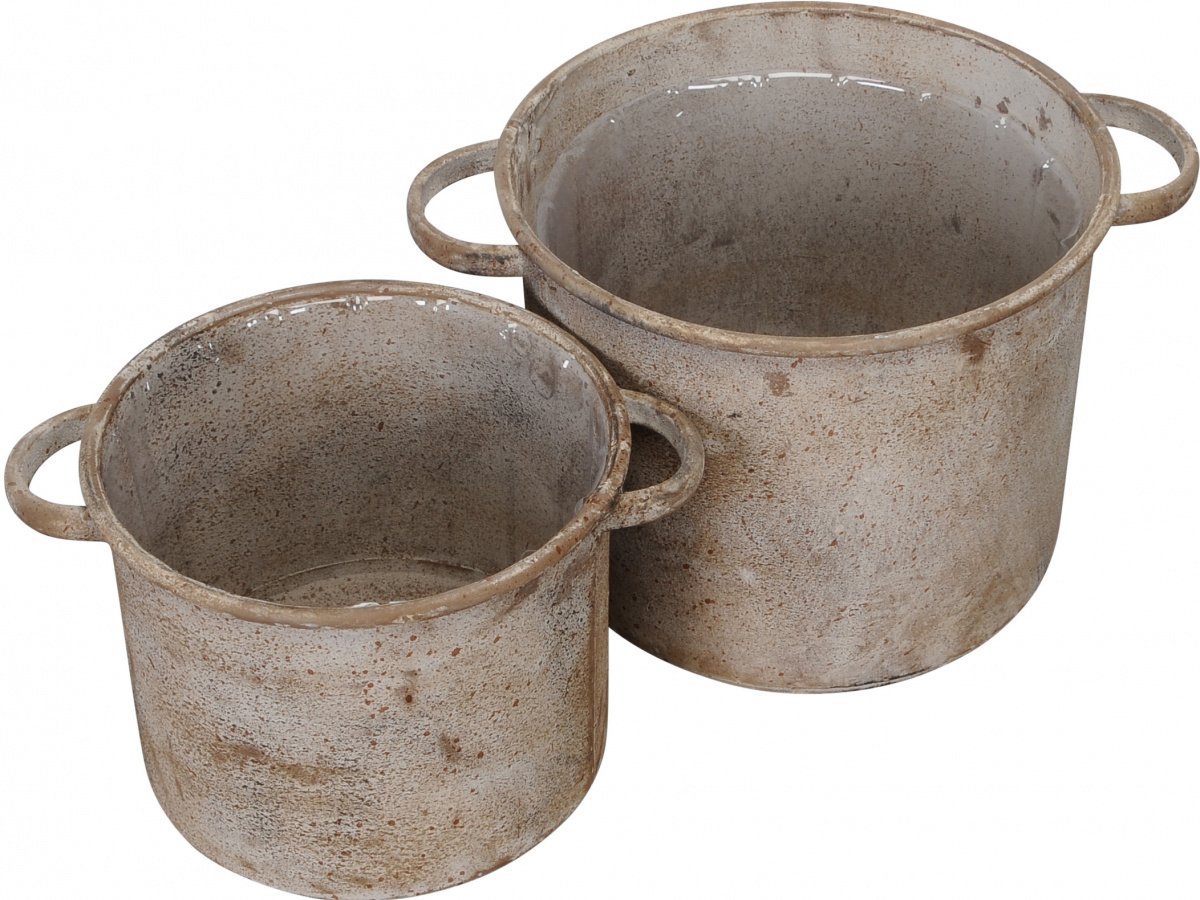 27 cm Rustic Cooking Pot Planter, Set 2 47324 Outdoor Living