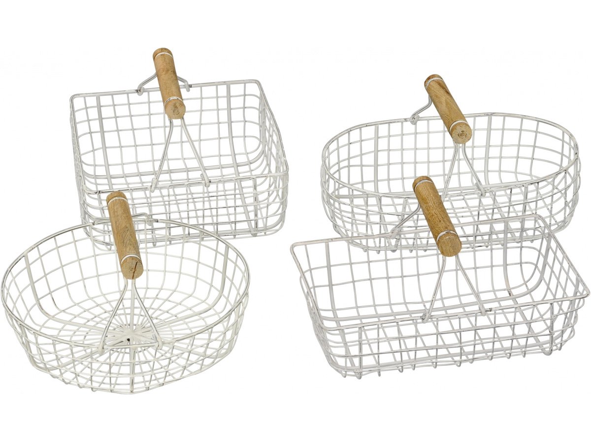 Rustic White Baskets, 4a 22cm 47353 Homeware / Storage