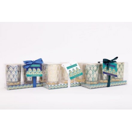 Jewel Peacock 5 x 6 cm Candle Pots, Set 3 