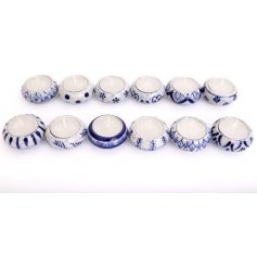 Brighten up your home with an eclectic range of Blue & White Crackle Glazed Tealight Holders.