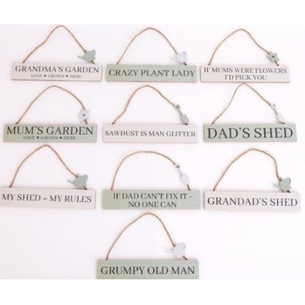 26 cm Love Grows Here Hanging Plaques, 10asst 
