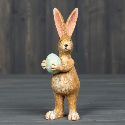 Standing Bunny With Green Egg 14cm
