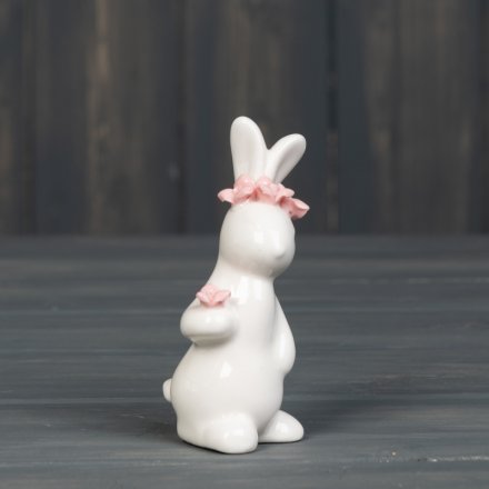 Mini Rabbit With Pink Flowers 9 cm