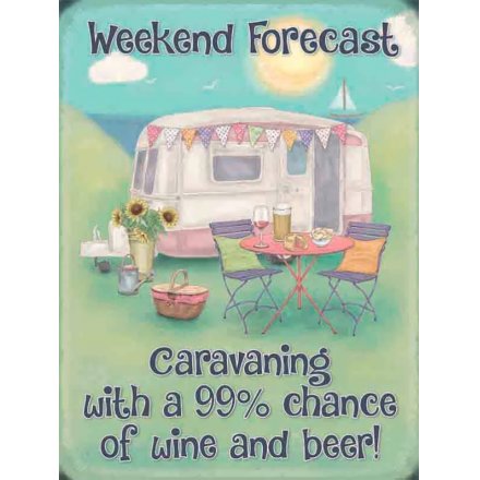 Caravan Beer Wine Mini Metal Sign